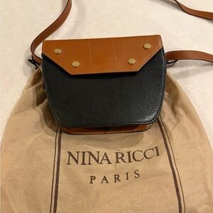 Vintage Nina Ricci Paris Black and Brown Leather Women's Bag